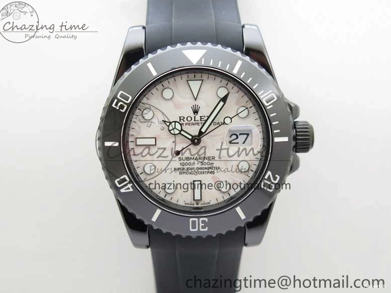 5GF Black Black Best SA3135 Cream Ceramic Dial Submariner on 40mm Strap Rubber Edition 1224